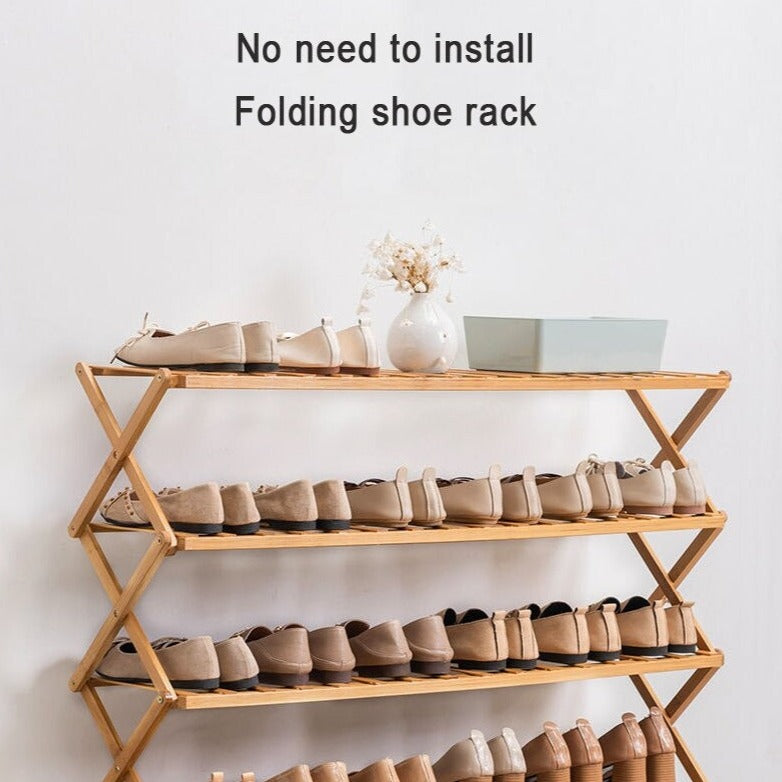 Bamboo Folding Shoe Rack